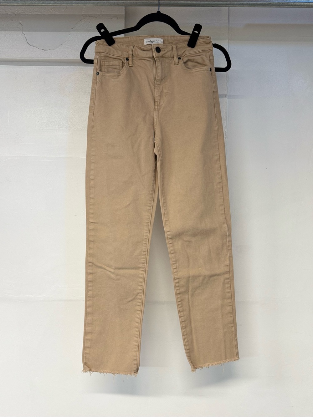 Beige Straight-Leg Jeans